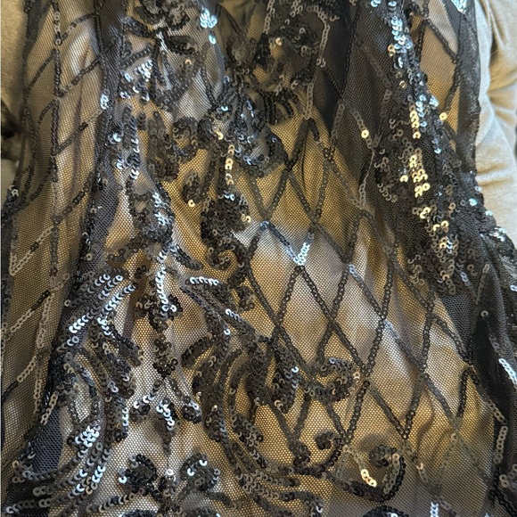 Privy Sequin Mesh Bodycon Prom Dress Black/Nude Halter Size M - Picture 11 of 12